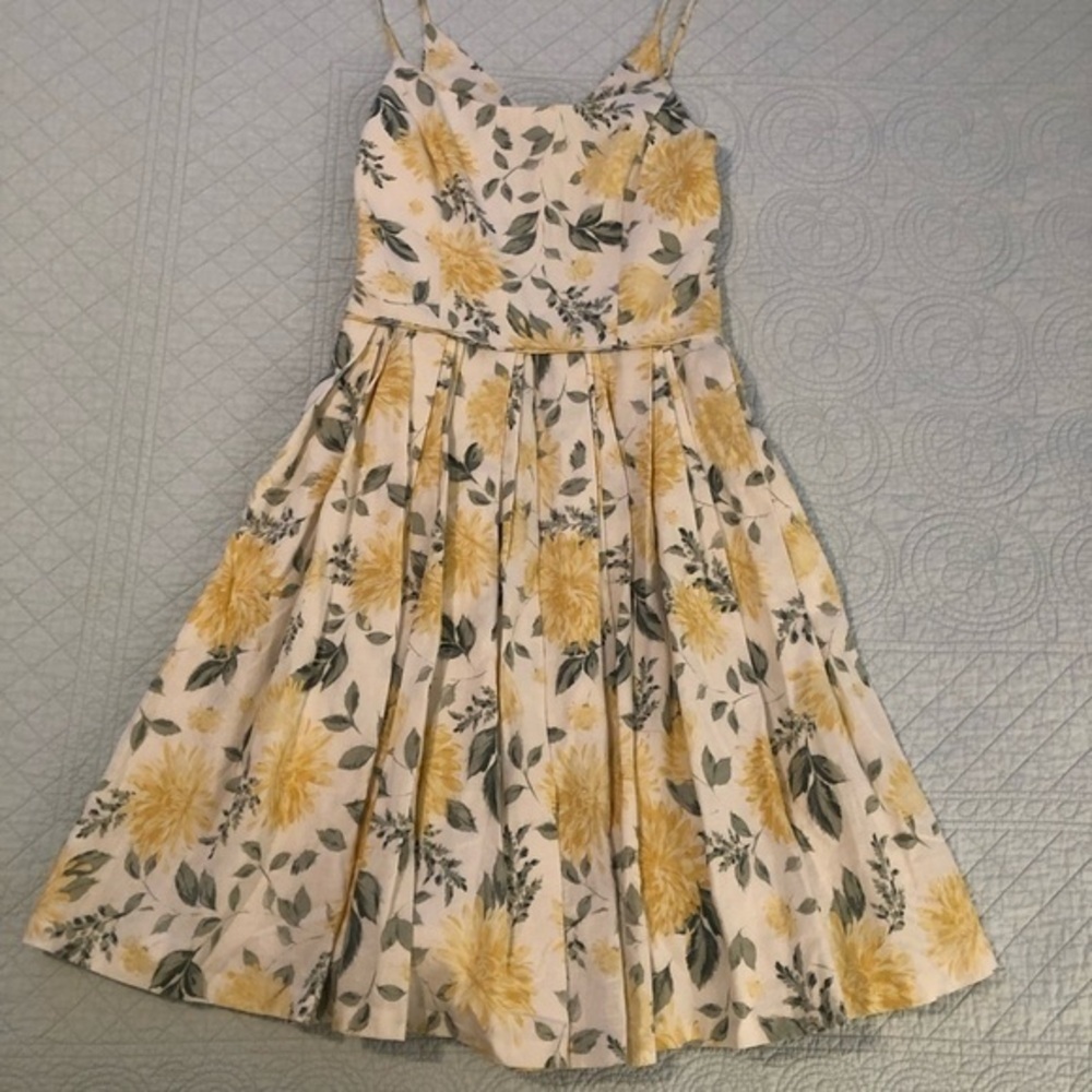 Gal Meets Glam Abigail Painted Astor fit and flare linen blend dress. Size 6.